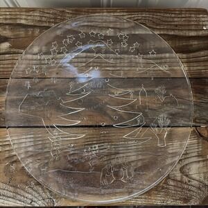 Christmas Scene Serving Plate Platter Vetreria Etrusca 12" Glass Made In Italy